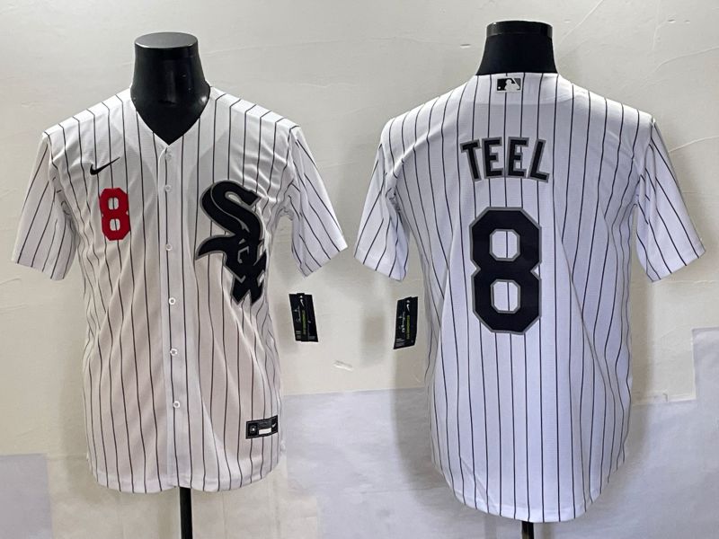 Men 2025 Chicago White Sox 8 Teel White Stripe Game Nike MLB Jersey style 6